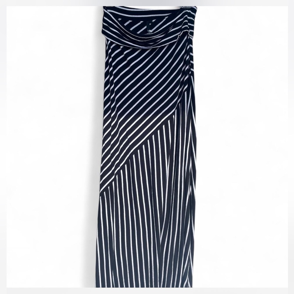 Black and White Striped Maxi Skirt